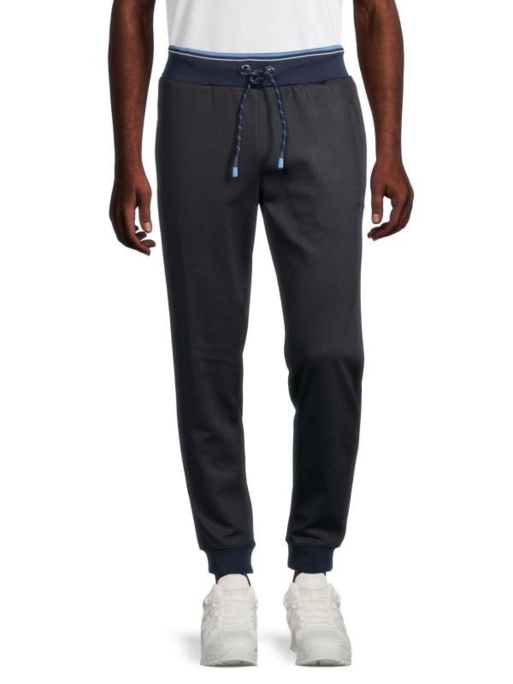 Ben Sherman Joggers Size Medium Sweatpants Zip Pockets Blue Black Herringbone